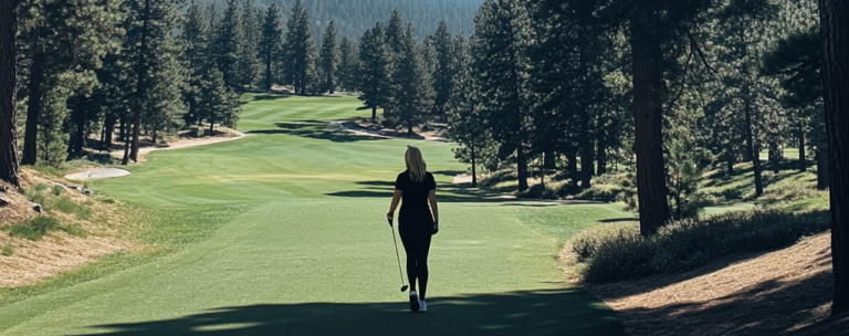 woman walking on golf course